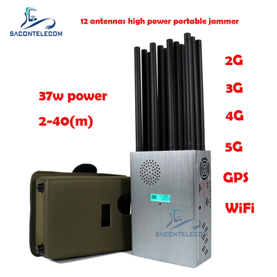 Der hohen Leistung 37w tragbarer Störsender des Handy-Signal-Störsender-12 der Antennen-2G 3G 4G 5G