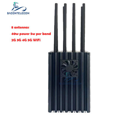 8-Kanal tragbarer Handy-Signaljammer mit 4-10W pro Band und 50m Störradius für 5G