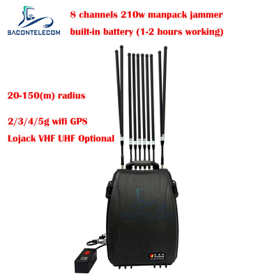 5G Wifi Locker 150m Manpack Mobilfunksignal Störgerät 8 Kanäle 230w Hochleistung