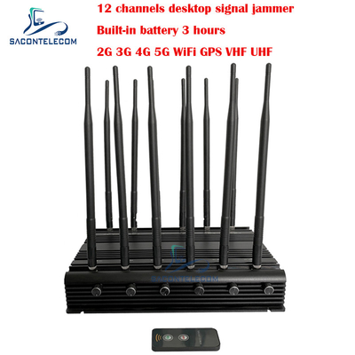 Desktop-Handy-Signalstörgerät 34w 2G 3G 4G 5G GPSL1 L2 L5 WiFi VHF UHF 12 Antennen