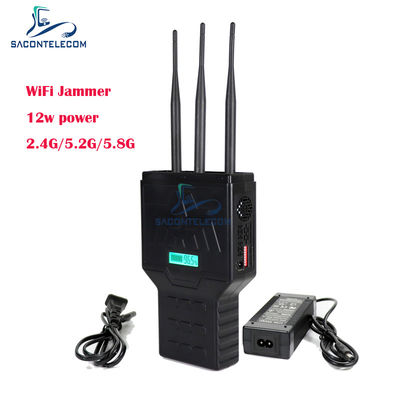 Handheld-Handy-Signal-Jammer mit 2.4G 5.2G 5.8G Bands bis zu 50m Reichweite und 3 Bands Abdeckung