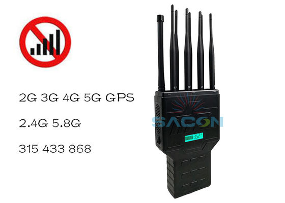 16W Hochleistung 8 Antennen Handheld Signal Jammer mit eingebauter Batterie für GPS WiFi 2G 3G 4G Blockierung