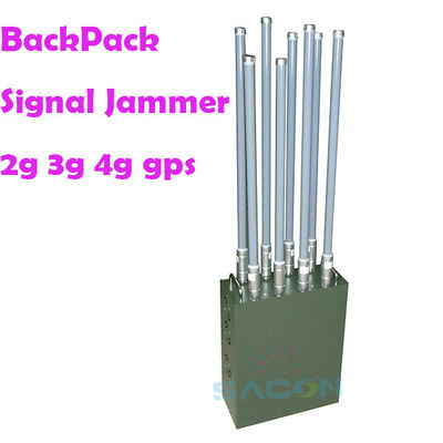 120W Ausgangsleistung Rucksacksignalstörgerät mit 8 Antennen und 100m Reichweite für 2G 3G 4G 5G VHF UHF WiFi GPS-Blocking