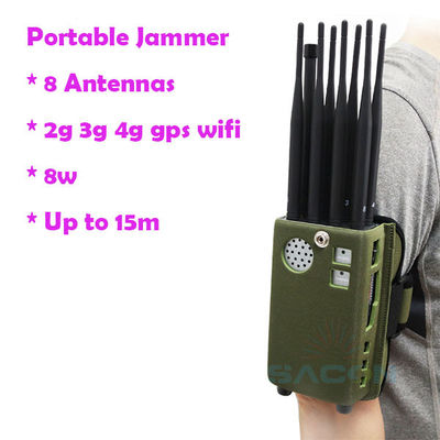 8000mAH Batterie 8 Antennen Handheld GPS-Signalstörgerät für 2G 3G 4G Signalblockade