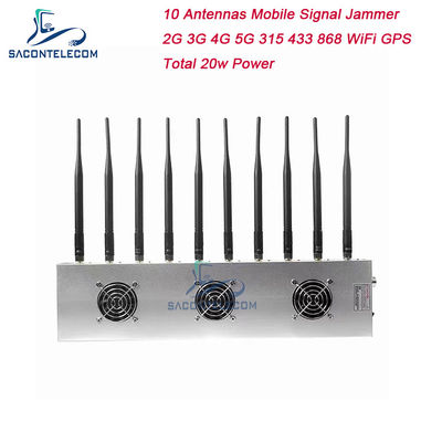 10 Kanäle 3 Kühlventilatoren Wireless Signal Jammer 5G GPS WiFi VHF UHF