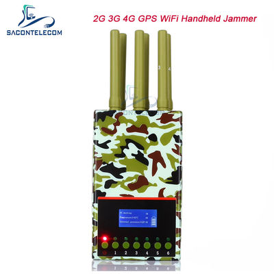 6 Antennen 20m Reichweite Portable Mobiltelefon-Jammer mit 4000mAh Batterie für GPS-Lojack WiFi-Signalblockade