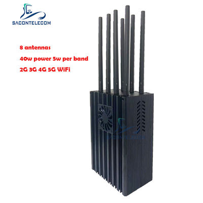 8-Kanal tragbarer Handy-Signaljammer mit 4-10W pro Band und 50m Störradius für 5G