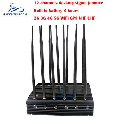 Desktop-Handy-Signalstörgerät 34w 2G 3G 4G 5G GPSL1 L2 L5 WiFi VHF UHF 12 Antennen
