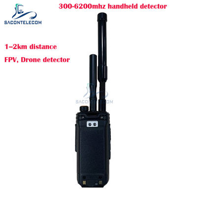 2 km Fpv Handheld Drohnen Detektor 300-6200 MHz 2 Antennen Portable Anti-Drone Signal Detektor