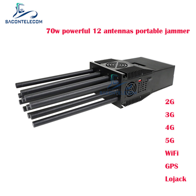 12-Band-Handheld-Mobilfunksignal-Störsender mit 70 Watt Leistung und bis zu 60 m Radius