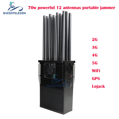12-Band-Handheld-Mobilfunksignal-Störsender mit 70 Watt Leistung und bis zu 60 m Radius