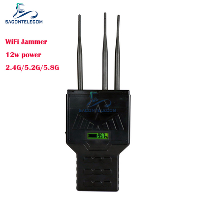 12W Handheld WiFi Bluetooth 2.4G 5.2G 5.8G Mobilfunksignalstörgerät mit 50 Meter Reichweite