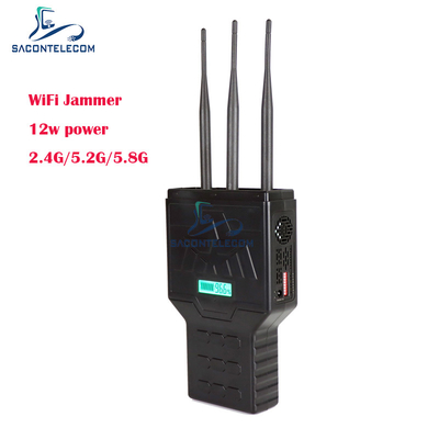12W Handheld WiFi Bluetooth 2.4G 5.2G 5.8G Mobilfunksignalstörgerät mit 50 Meter Reichweite
