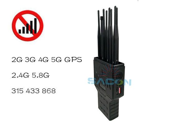 16W Hochleistung 8 Antennen Handheld Signal Jammer mit eingebauter Batterie für GPS WiFi 2G 3G 4G Blockierung