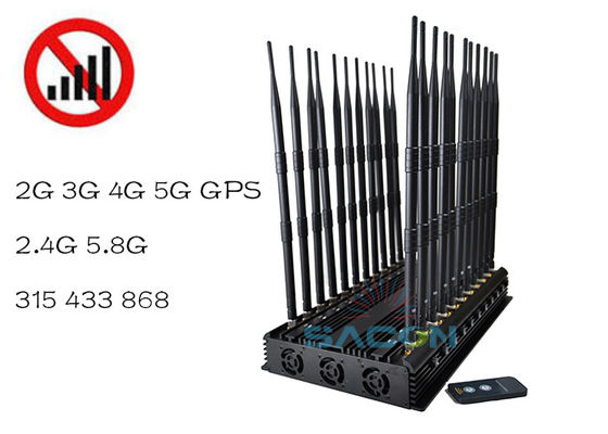 42W Power Einstellbare Band Signal Jammer Blocker mit 40m Reichweite für VHF UHF 5G Signale
