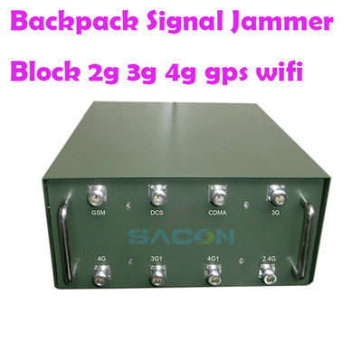 120W 100m Reichweite Rucksackstörer mit 8 Omni-Antennen für 2G 3G 4G 5G VHF UHF WiFi GPS-Signalblockade