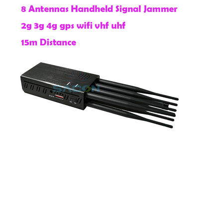 Portable 8-Bands Mobile Signal Jammer mit 8000mAh-Batterie und verstellbarem Dip-Switch für 2G 3G 4G GPS WiFi-Blocking