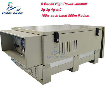 600W 6 Bands Außen Gefängnis Signal Störgerät mit 50-600m Störradius für 2G 3G 4G 5G WiFi GPS