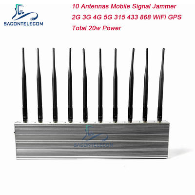 10 Kanäle 24 Stunden arbeiten 3 Kühlventilatoren Wireless Signal Jammer Blocker für 5G GPS WiFi VHF UHF
