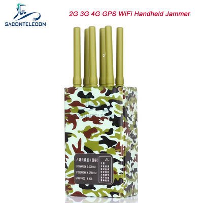 6 Antennen 20m Reichweite Portable Mobiltelefon-Jammer mit 4000mAh Batterie für GPS-Lojack WiFi-Signalblockade