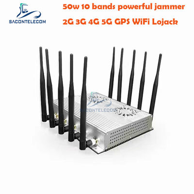 50W Hochleistungs-Desktop-Signalstörgerät mit 10 Antennen und 2 Kühlventilatoren für GSM DCS 3G 4G 5G