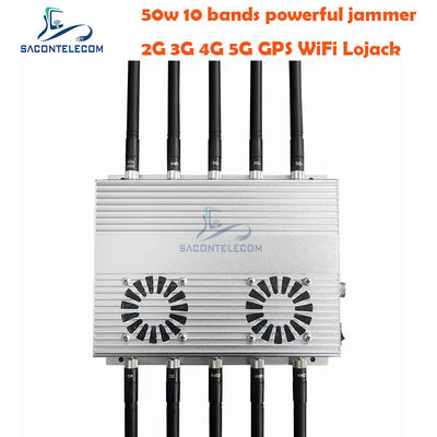 50W Hochleistungs-Desktop-Signalstörgerät mit 10 Antennen und 2 Kühlventilatoren für GSM DCS 3G 4G 5G