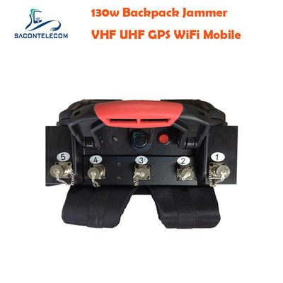 5 Kanäle VHF UHF Manpack Jammer mit 120m Abstand und eingebaute Batterie für tragbare Signalblockade