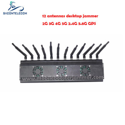 AC110V 48W Desktop Signal Jammer mit 12 Bands für 2G 3G 4G 5G WiFi Bluetooth Blockierung bis zu 50m