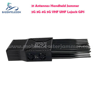 21W Ausgangsleistung Tragbarer Signalstörer mit 21 Antennen für 5G Lojack UHF VHF GPS WiFi Blockierung