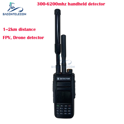 2 km Fpv Handheld Drohnen Detektor 300-6200 MHz 2 Antennen Portable Anti-Drone Signal Detektor