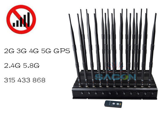 42W Power Einstellbare Band Signal Jammer Blocker mit 40m Reichweite für VHF UHF 5G Signale