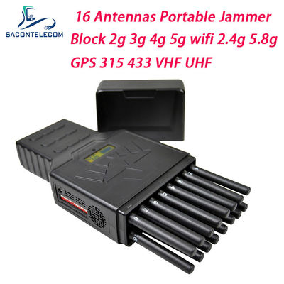 Portable 16-Kanal- 12W-Stromsignalstörgerät und GPS-Blocker für WiFi 2.4G 5.8G Frequenzen