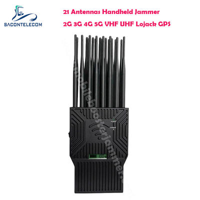 21W Ausgangsleistung Tragbarer Signalstörer mit 21 Antennen für 5G Lojack UHF VHF GPS WiFi Blockierung